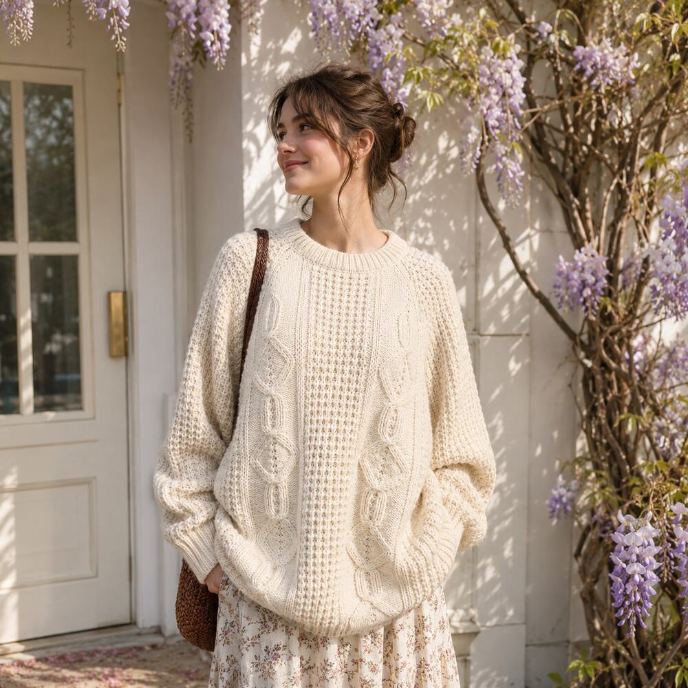 Cornel SZ L/XL VTG Hand Loomed Ireland Chunky Rory Gilmore Alternative Sweater